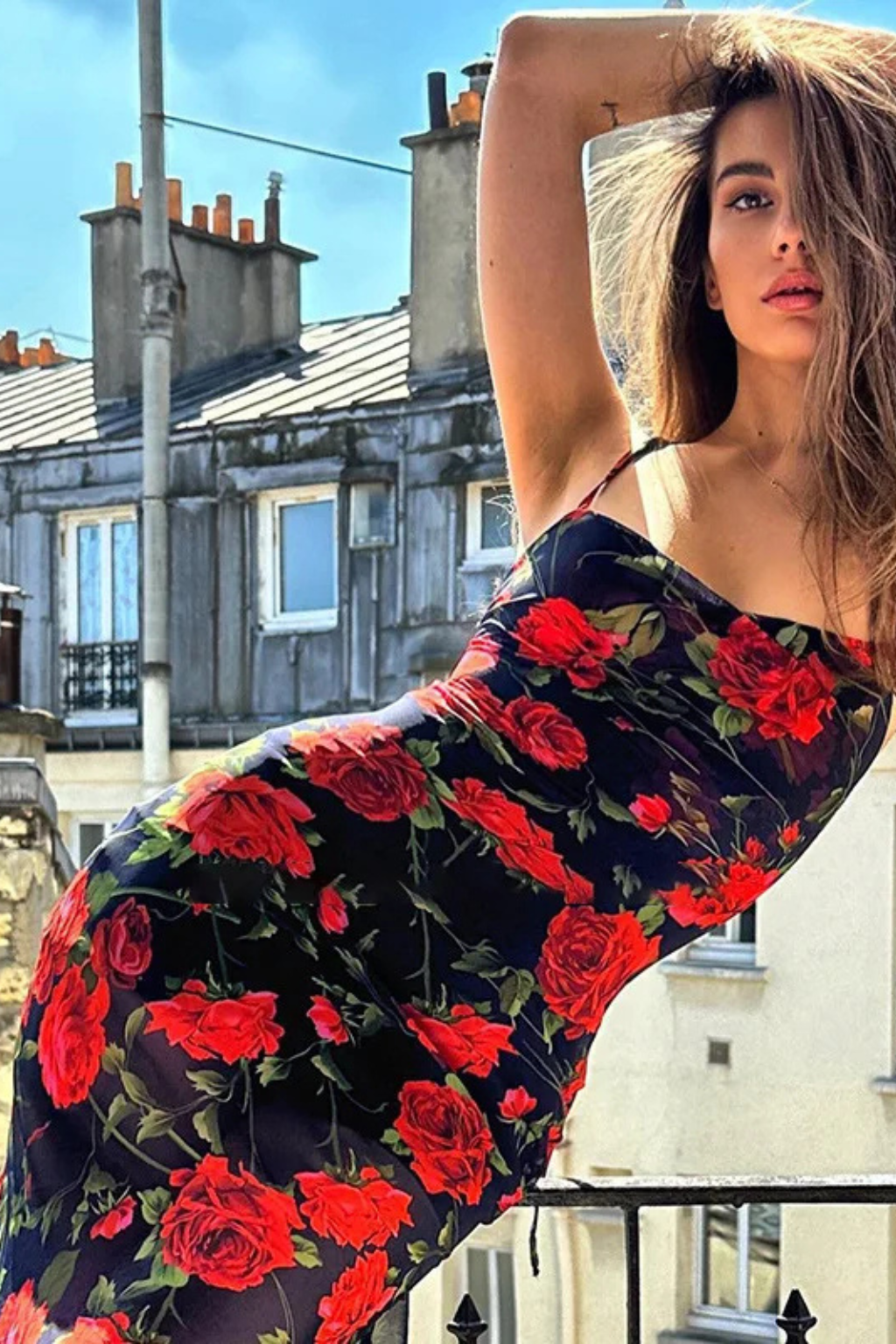 Floral Spaghetti Strap Maxi Dress | Lightweight Summer Wedding Gown for Women | Elegant Floral Print Design