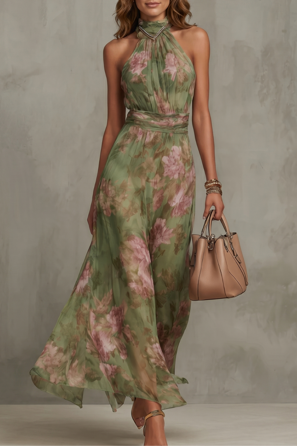 Floral Halter Maxi Dress – Romantic Design for Special Occasions