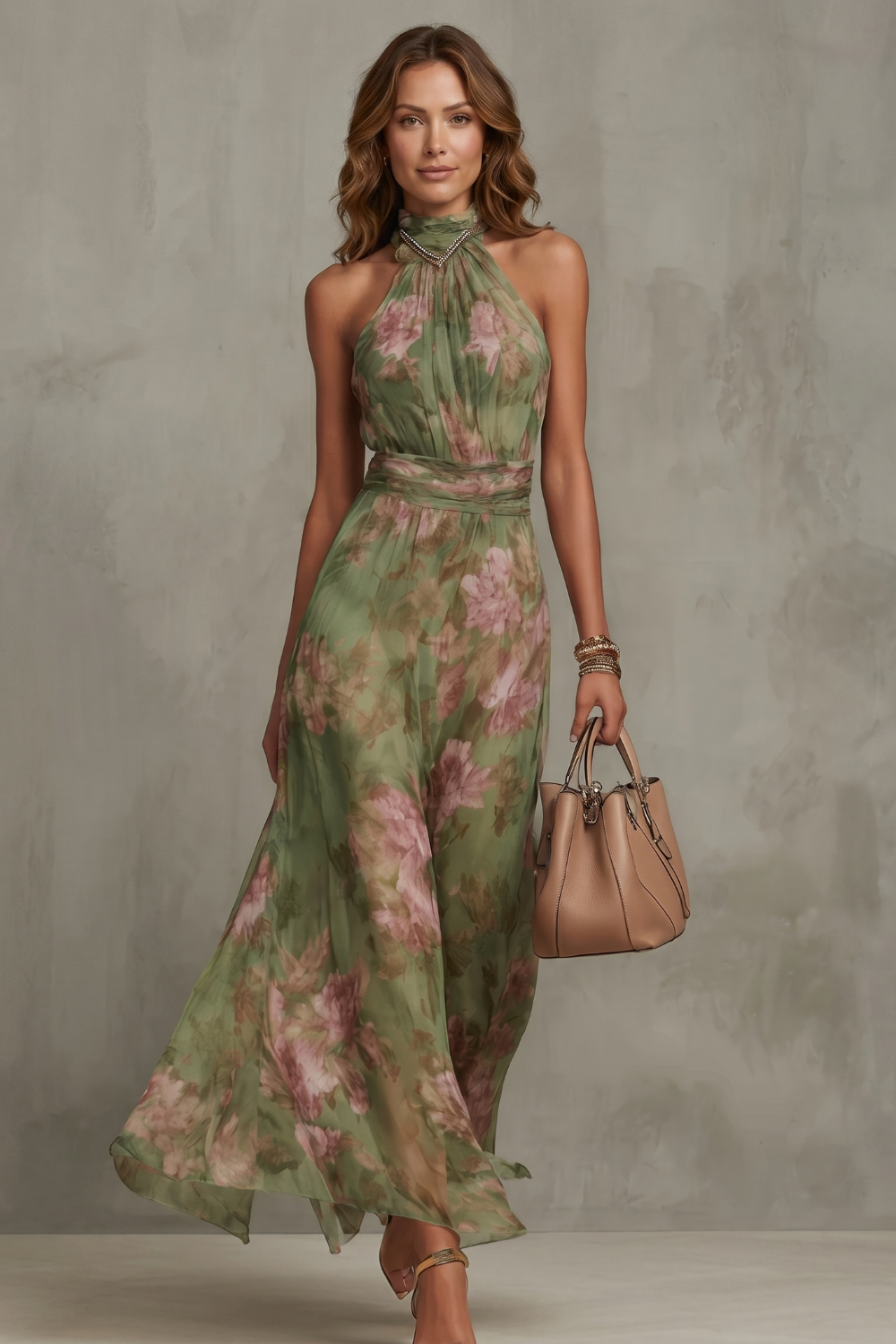 Floral Halter Maxi Dress – Romantic Design for Special Occasions