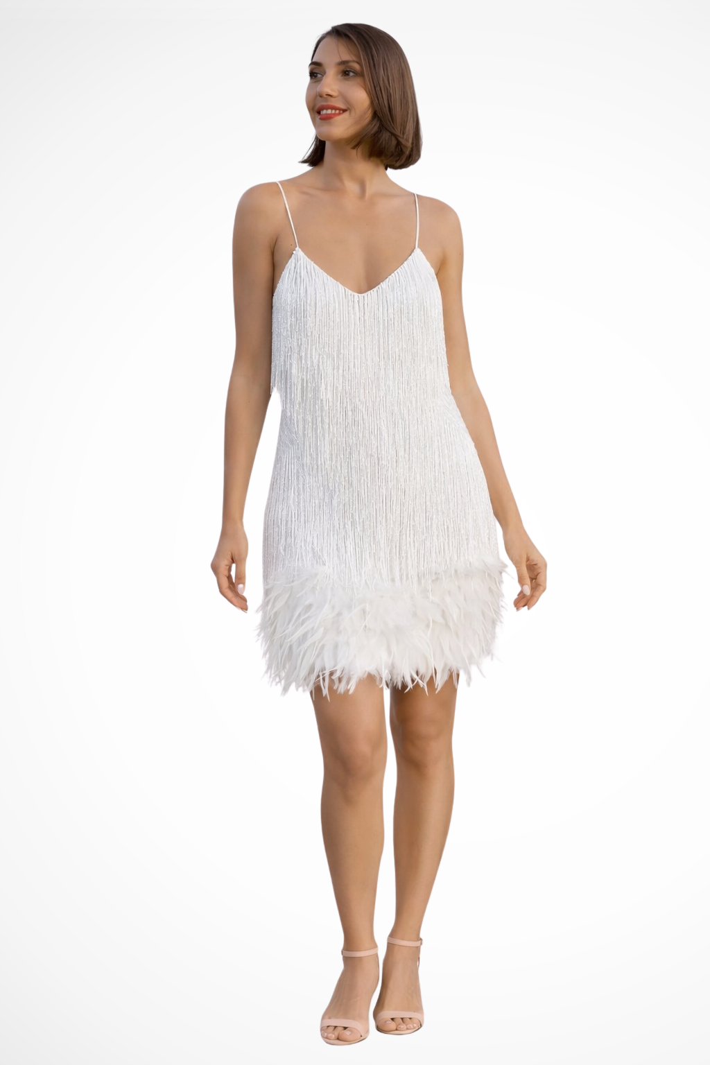 Fringe Detail Sleeveless Cocktail Dress for Women | Elegant Evening Wear | Perfect for Parties and Special Occasions