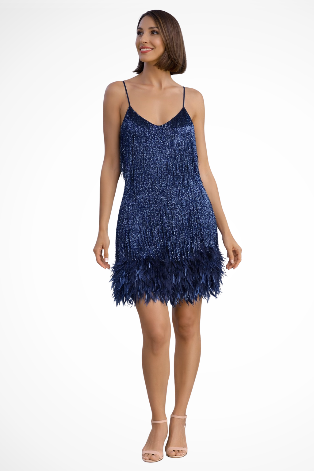 Fringe Detail Sleeveless Cocktail Dress for Women | Elegant Evening Wear | Perfect for Parties and Special Occasions