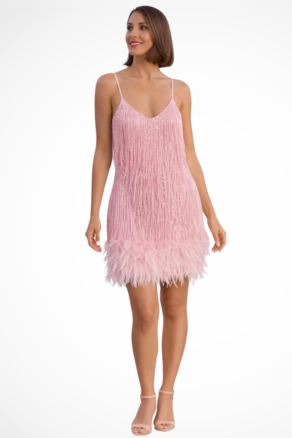 Fringe Detail Sleeveless Cocktail Dress for Women | Elegant Evening Wear | Perfect for Parties and Special Occasions