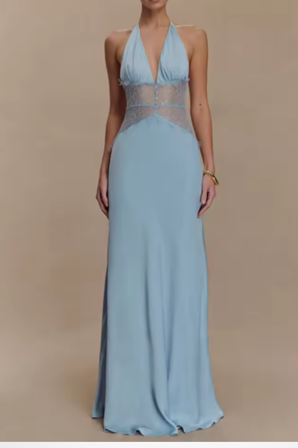 Halter Neck Backless Maxi Dress for Women | Elegant Wedding Guest Attire in Lightweight Fabric