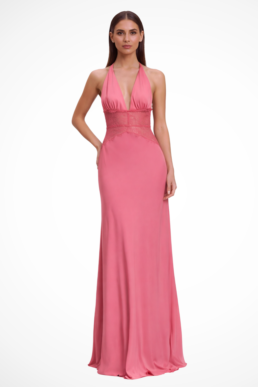 Halter Neck Backless Maxi Dress for Women | Elegant Wedding Guest Attire in Lightweight Fabric