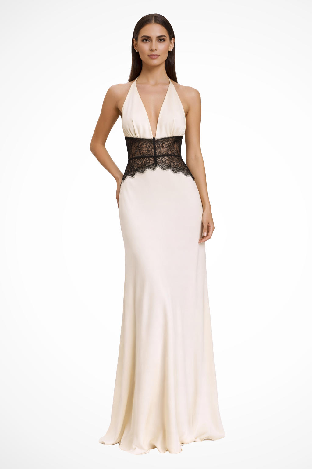 Halter Neck Backless Maxi Dress for Women | Elegant Wedding Guest Attire in Lightweight Fabric