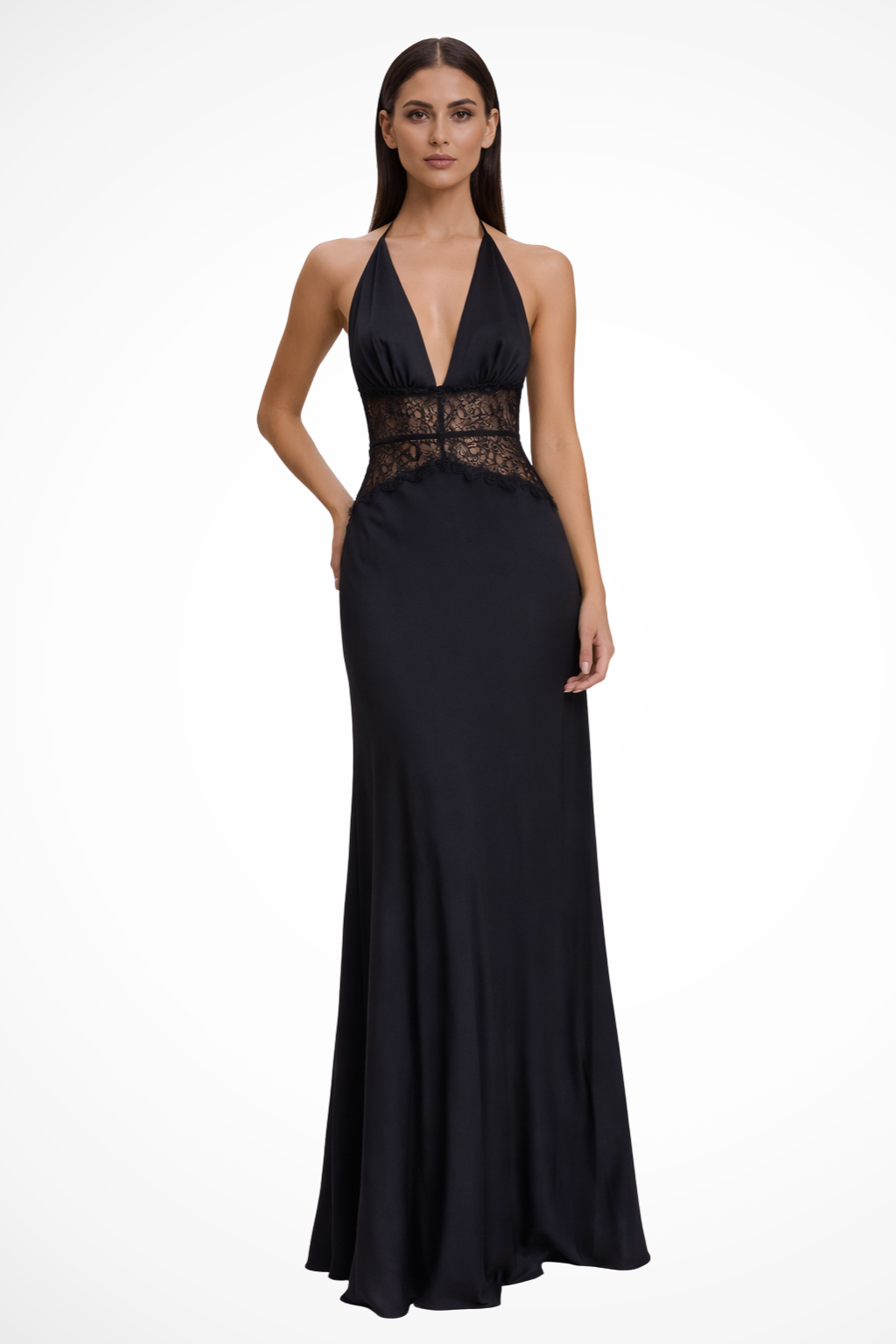 Halter Neck Backless Maxi Dress for Women | Elegant Wedding Guest Attire in Lightweight Fabric
