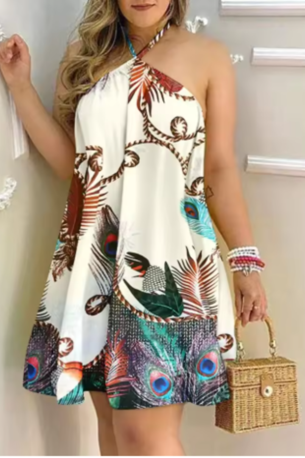 Halter Neck Backless Mini Dress for Women | Lightweight Fabric | Perfect for Parties and Summer Events
