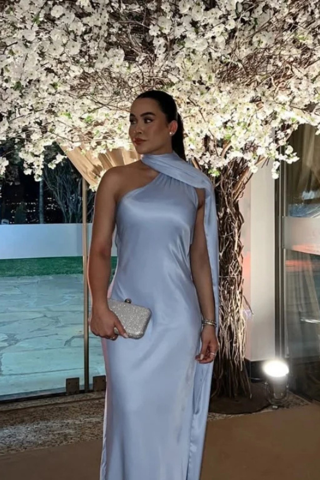 Halter Neck Sleeveless Maxi Dress for Women | Elegant Wedding Guest Attire in Lightweight Fabric