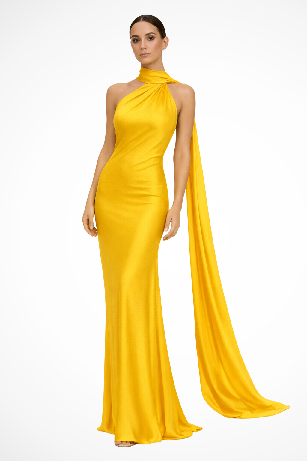 Halter Neck Sleeveless Maxi Dress for Women | Elegant Wedding Guest Attire in Lightweight Fabric