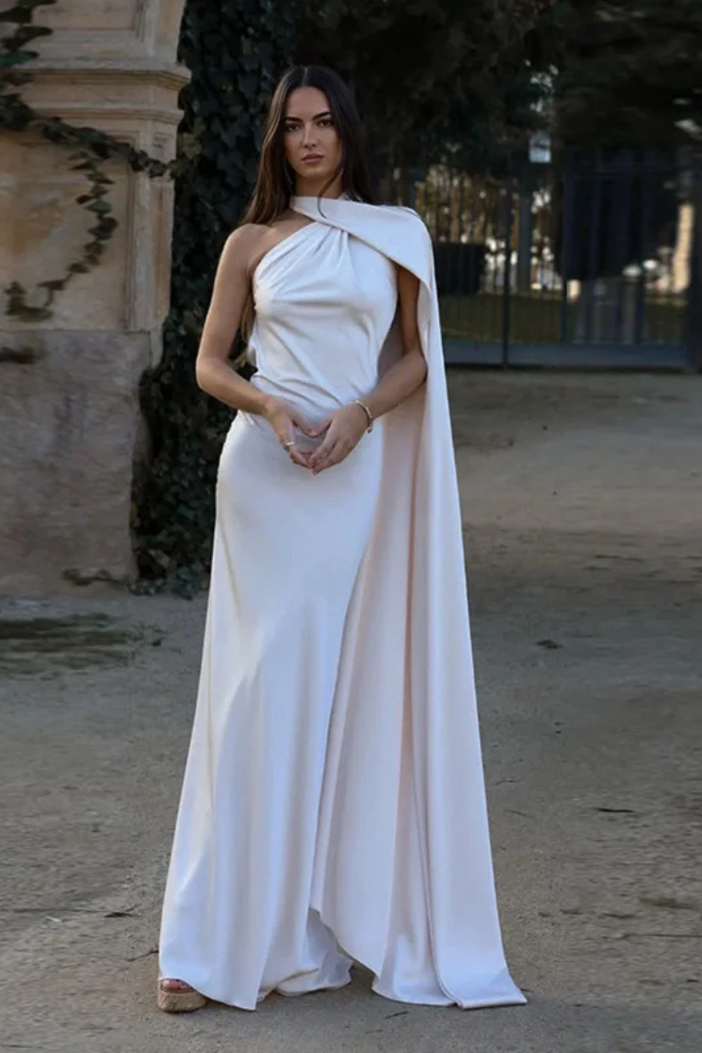 Halter Neck Sleeveless Maxi Dress for Women | Elegant Wedding Guest Attire in Lightweight Fabric