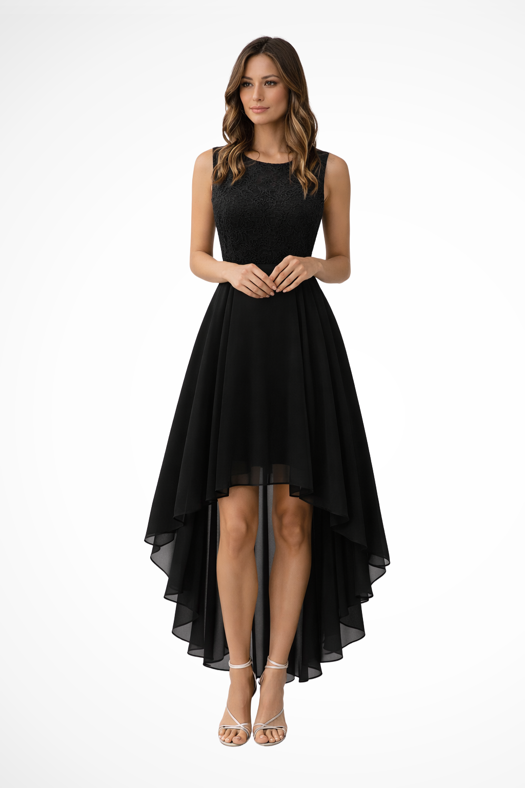 High Low Sleeveless Dress for Women | Elegant Wedding Guest Attire | Lightweight Fabric | Perfect for Formal Events