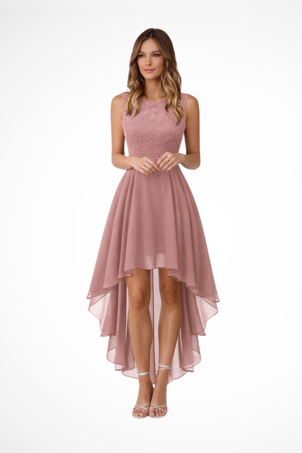 High Low Sleeveless Dress for Women | Elegant Wedding Guest Attire | Lightweight Fabric | Perfect for Formal Events