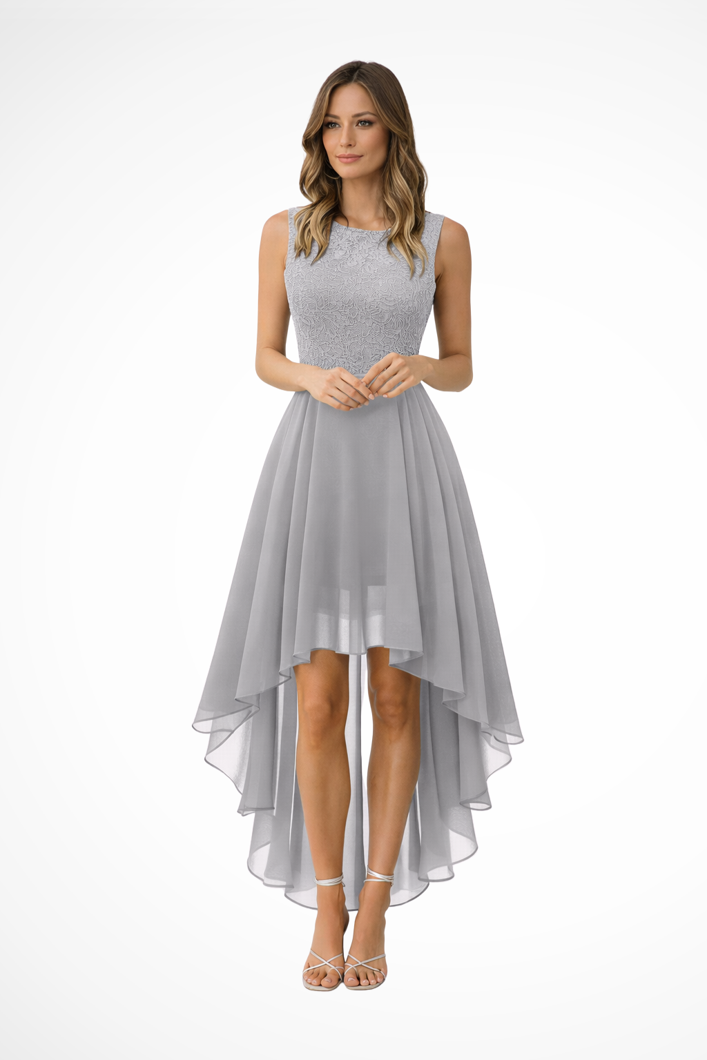 High Low Sleeveless Dress for Women | Elegant Wedding Guest Attire | Lightweight Fabric | Perfect for Formal Events