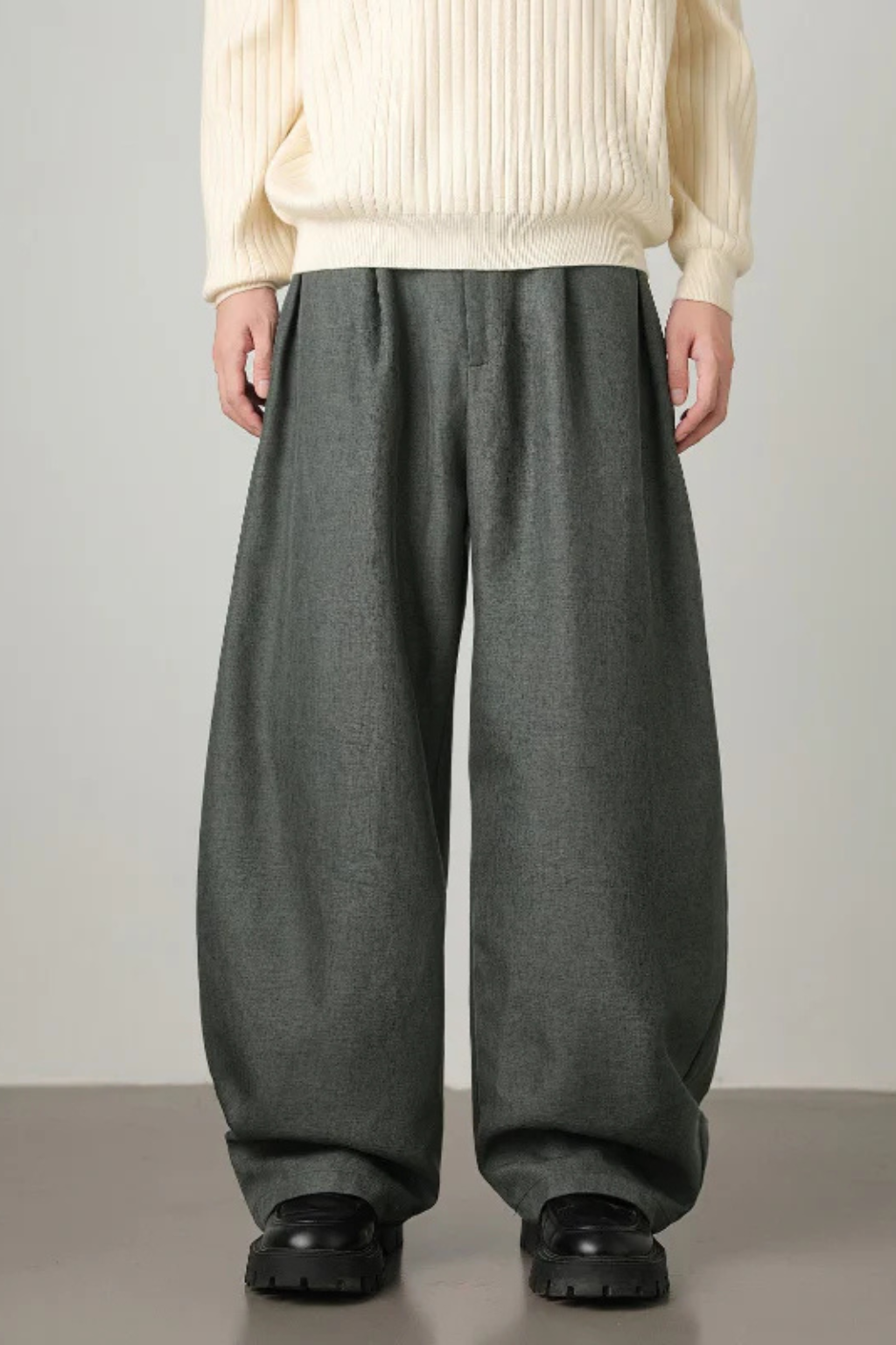 High Waist Pleated Wide Leg Trousers with Adjustable Belt for Men - Stylish and Comfortable Casual Wear