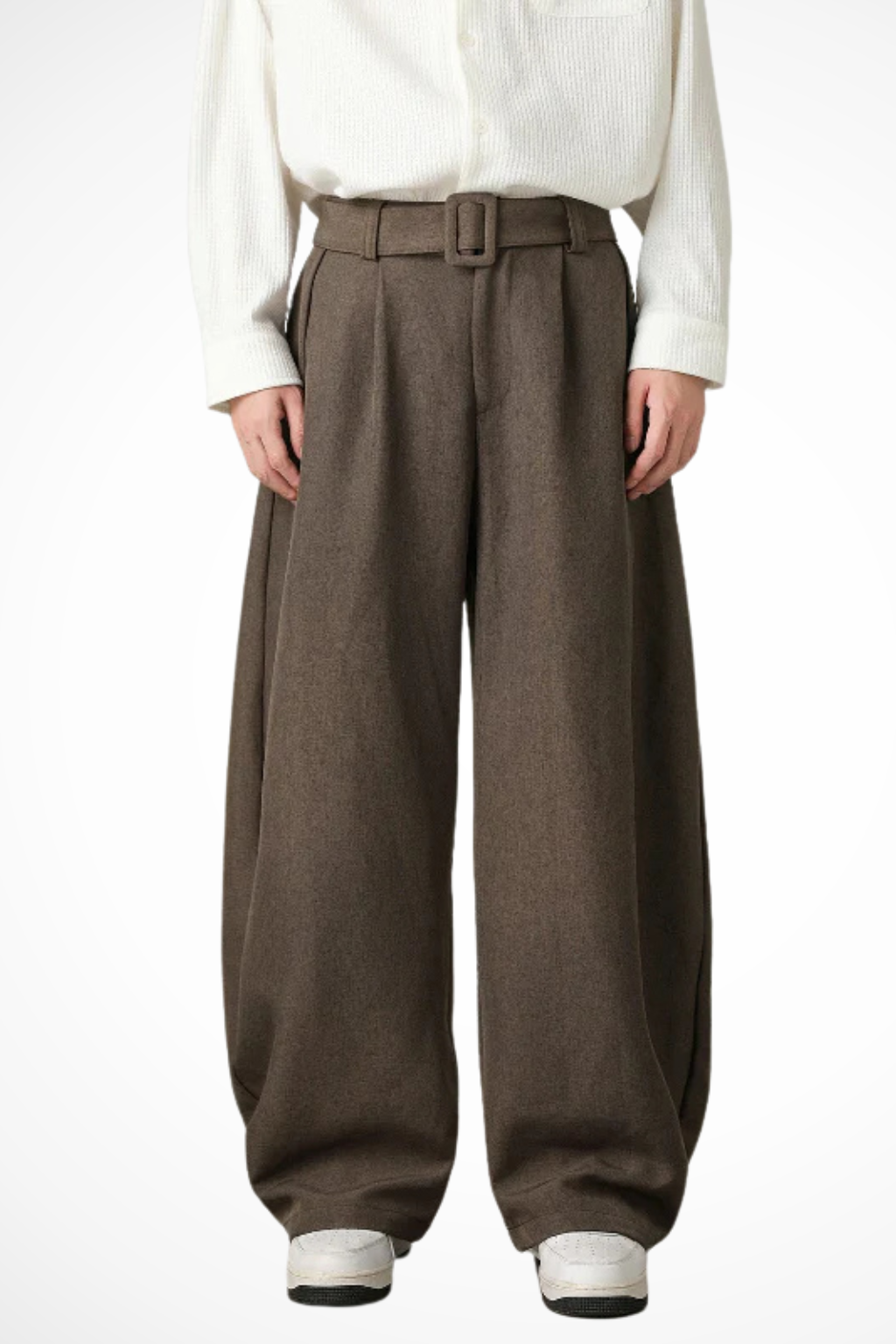 High Waist Pleated Wide Leg Trousers with Adjustable Belt for Men - Stylish and Comfortable Casual Wear