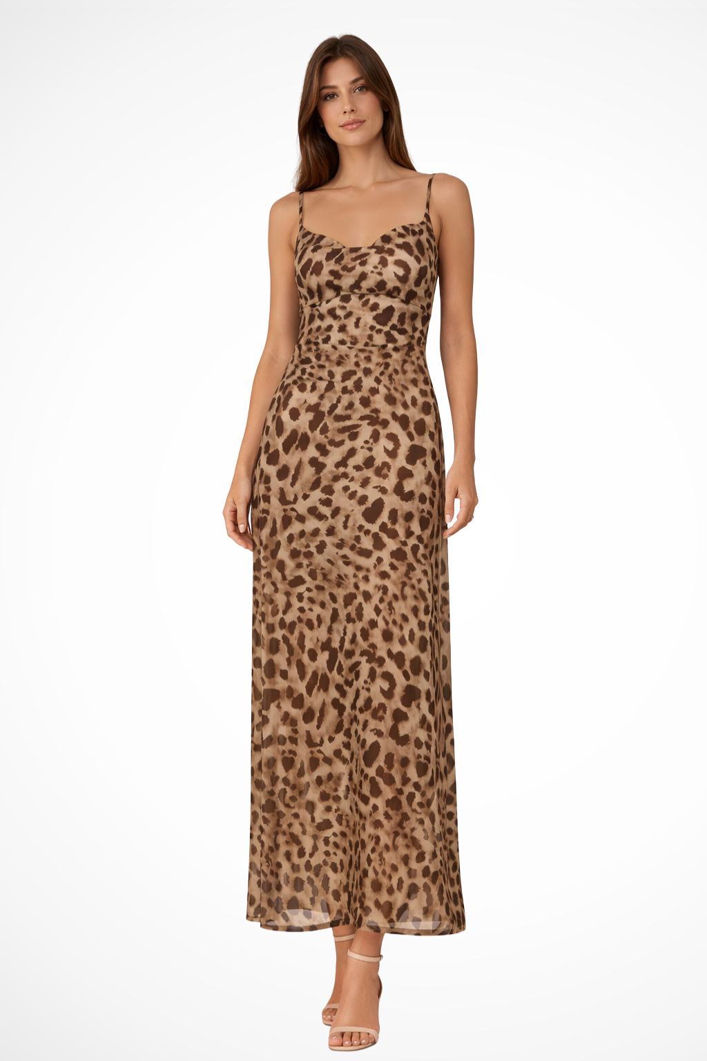 Leopard Print Spaghetti Strap Backless Maxi Dress for Women - Summer Casual Wear
