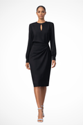 Long Sleeve Formal Midi Dress for Women - Elegant Design in Soft Fabric for Office, Events, and Special Occasions