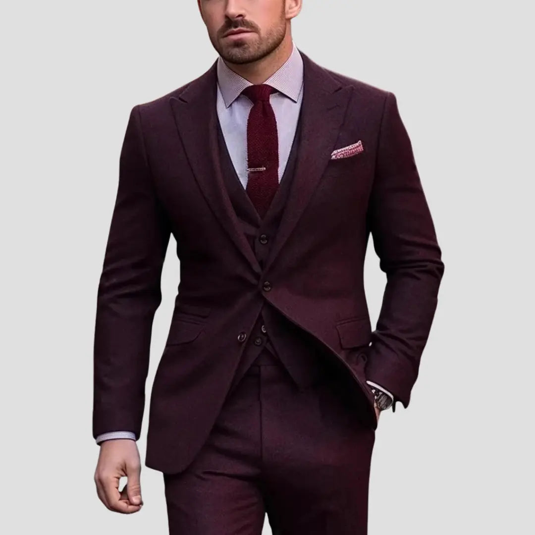 Men's Slim Fit Three-Piece Suit Blend for Weddings and Groomsmen