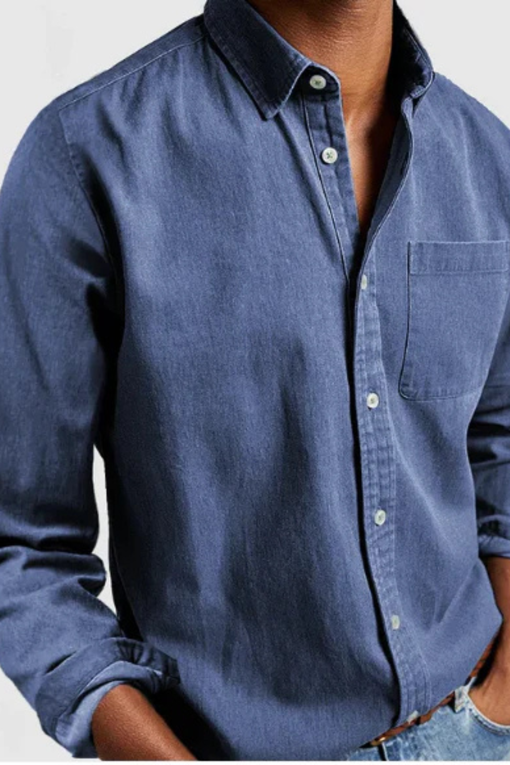 Men's Casual Denim Button Down Shirt | Lightweight Cotton Blend | Versatile Everyday Wear