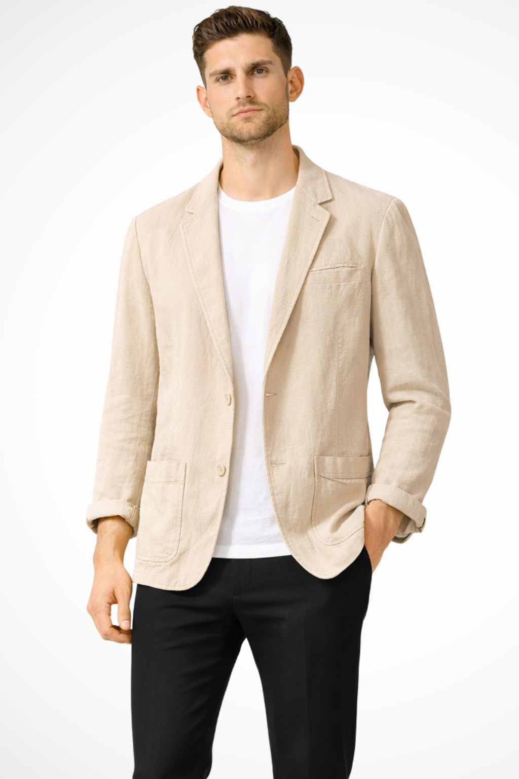 Men's Casual Linen Blazer for Summer - Lightweight, Breathable Design for Smart-Casual Wear