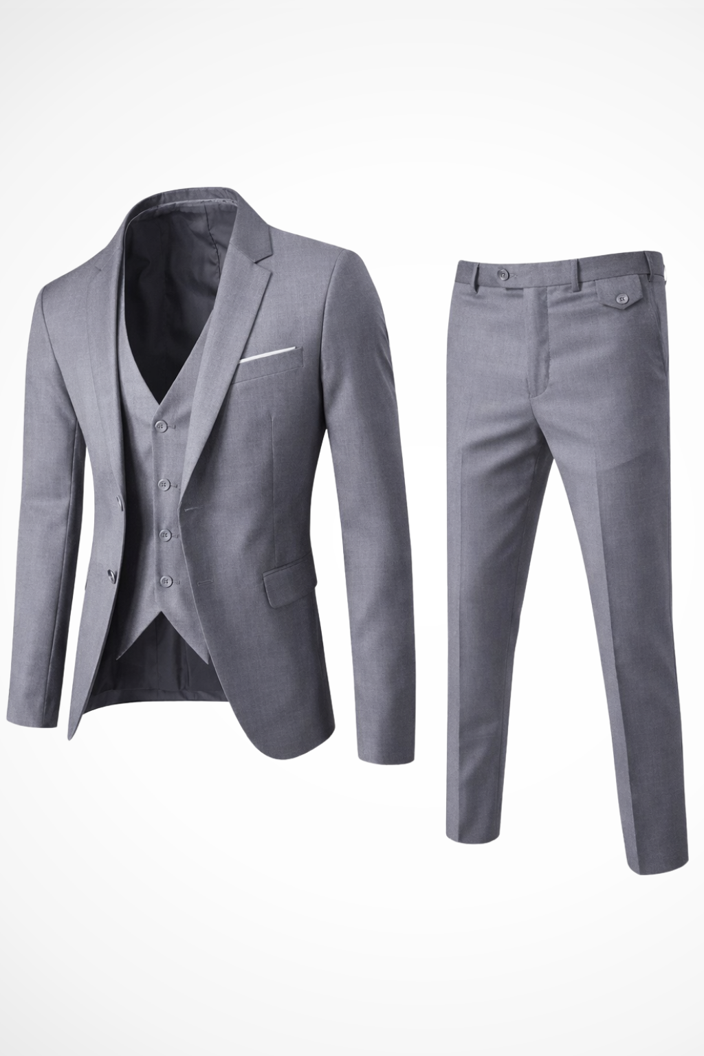 Men's Classic Tailored Three-Piece Suit Set - Wool Blend Fabric - Formal Attire for Weddings, Business, and Special Occasions