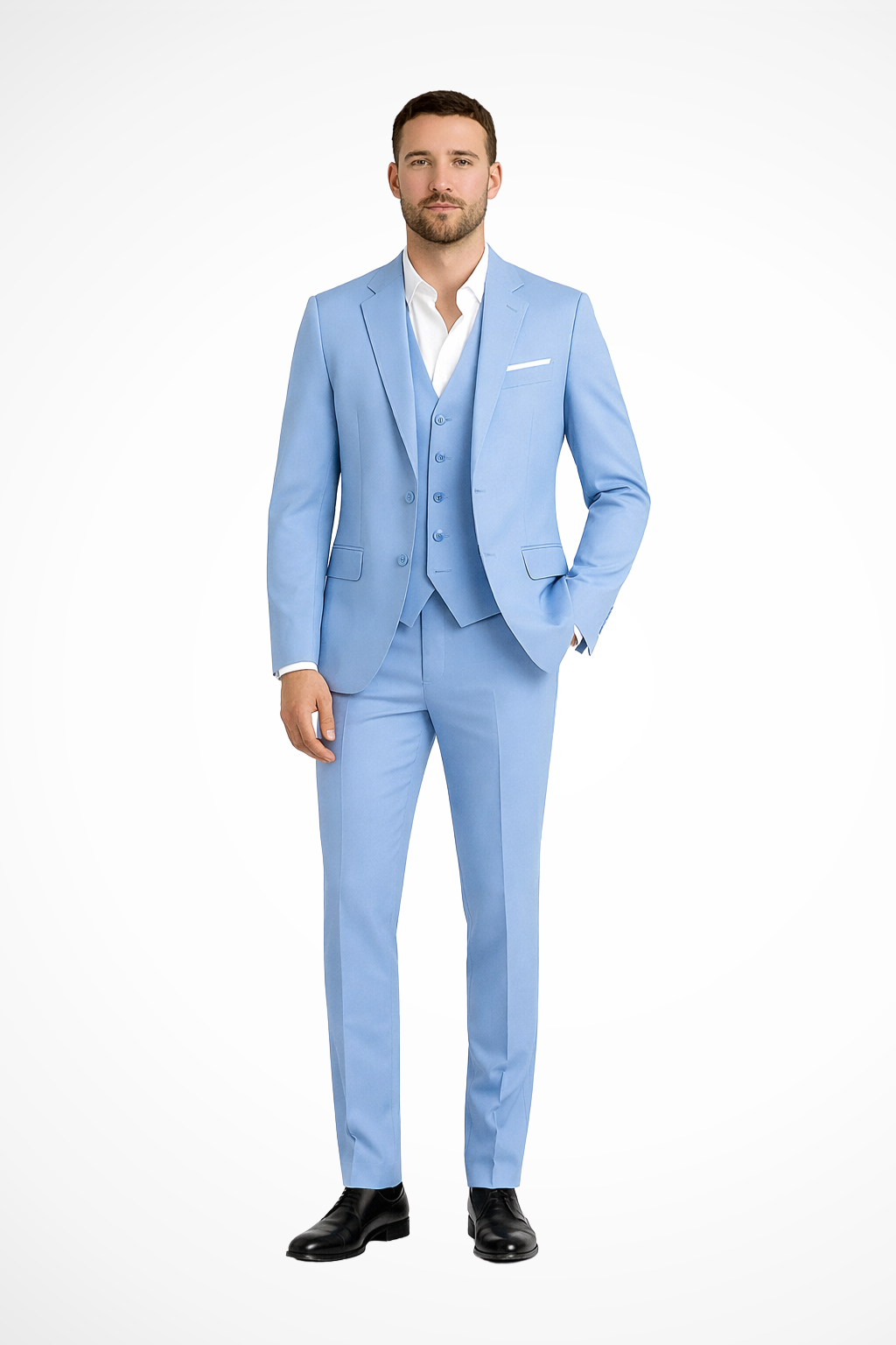 Men's Classic Tailored Three-Piece Suit Set - Wool Blend Fabric - Formal Attire for Weddings, Business, and Special Occasions