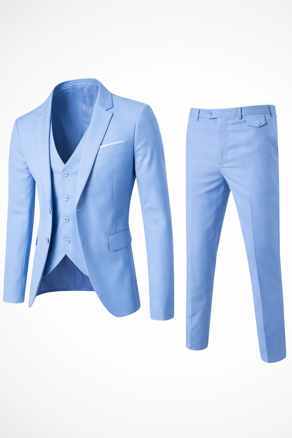 Men's Classic Tailored Three-Piece Suit Set - Wool Blend Fabric - Formal Attire for Weddings, Business, and Special Occasions