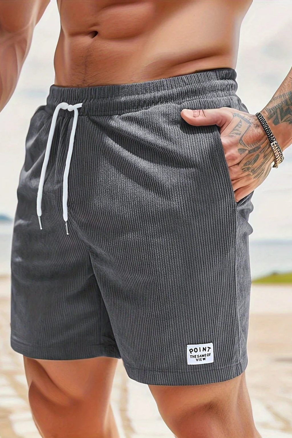 Men's Corduroy Shorts with Elasticated Drawstring Waist | Relaxed Fit Casual Summer Wear
