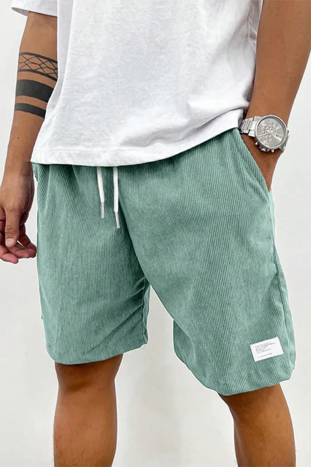 Men's Corduroy Shorts with Elasticated Drawstring Waist | Relaxed Fit Casual Summer Wear