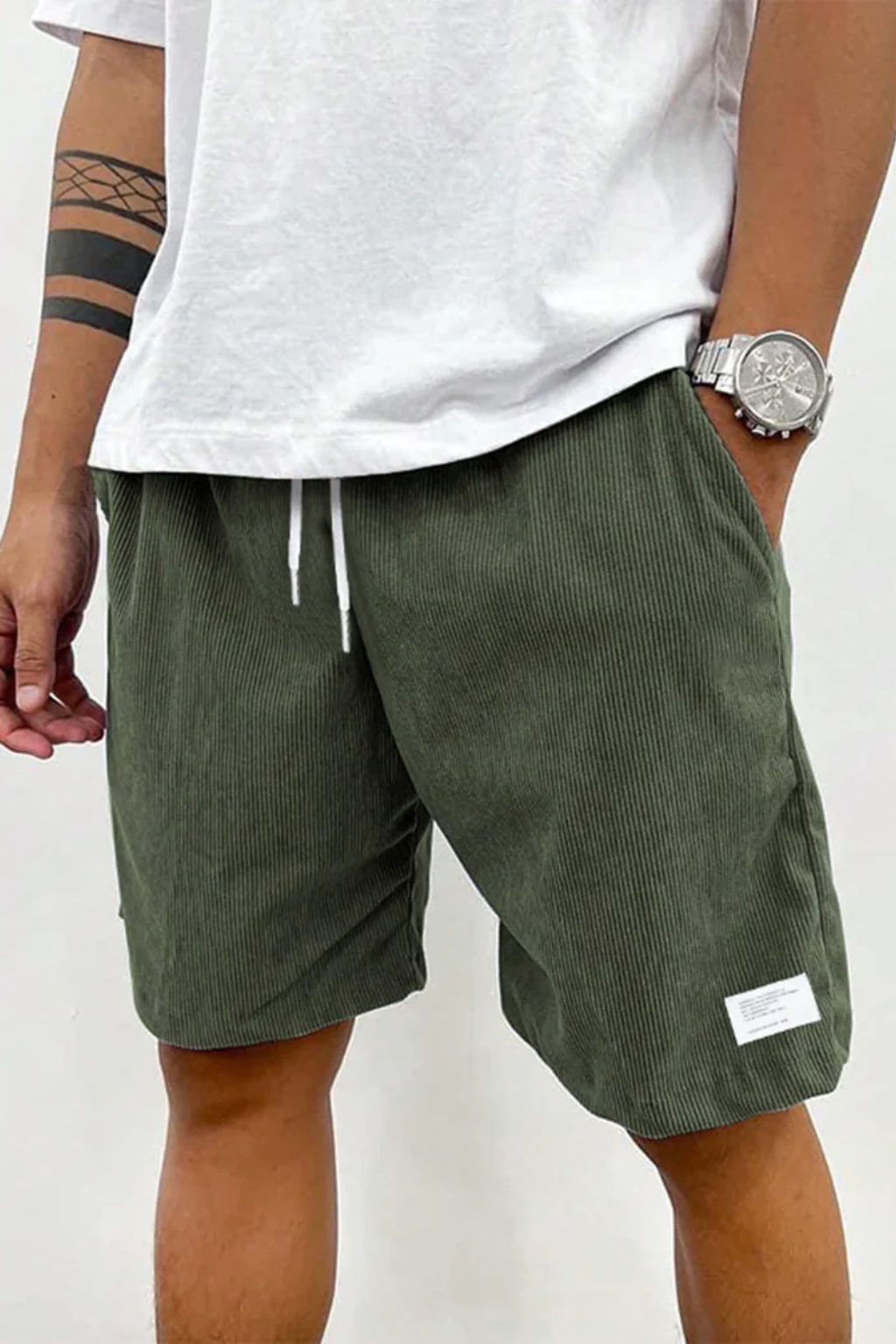 Men's Corduroy Shorts with Elasticated Drawstring Waist | Relaxed Fit Casual Summer Wear