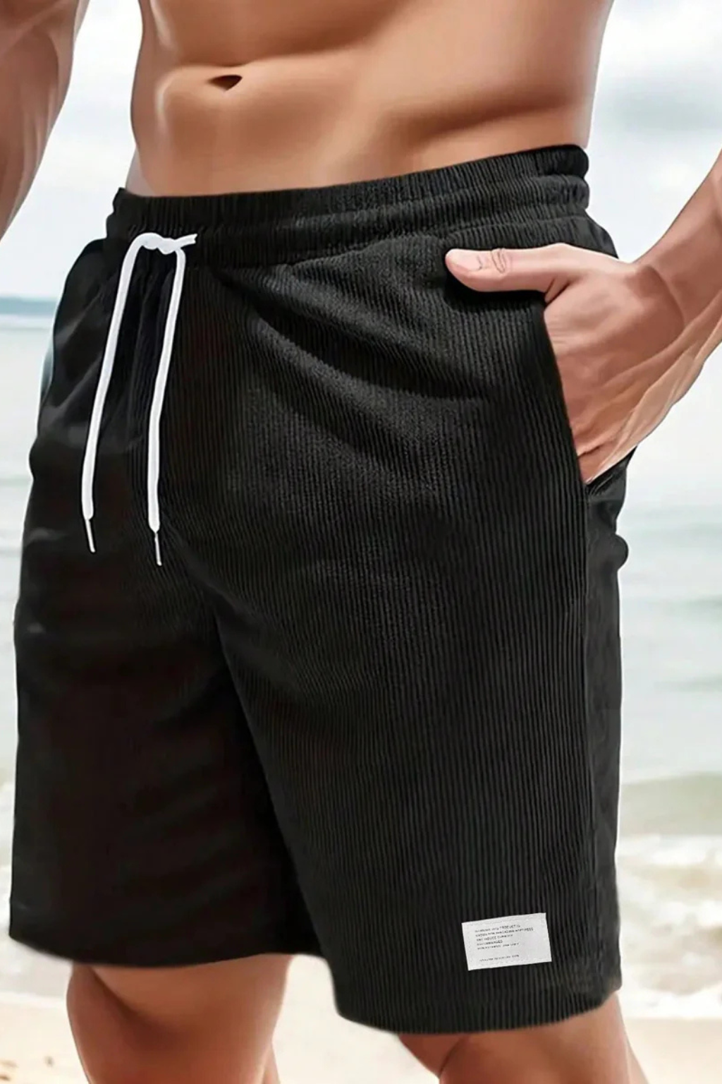 Men's Corduroy Shorts with Elasticated Drawstring Waist | Relaxed Fit Casual Summer Wear