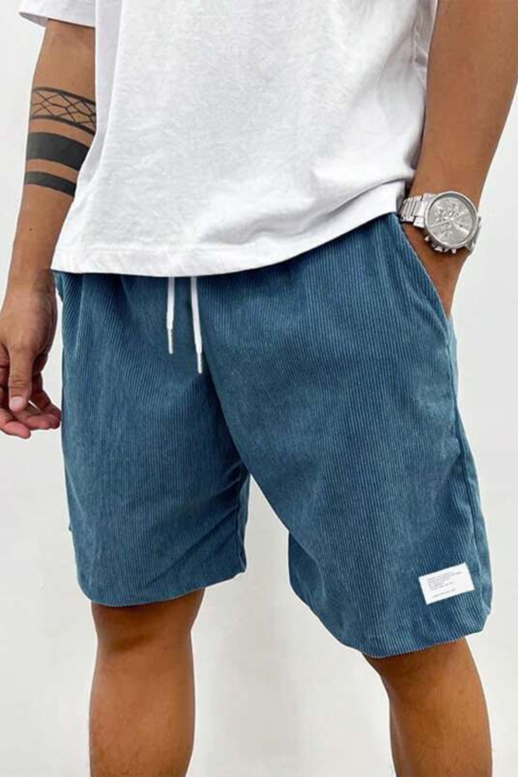 Men's Corduroy Shorts with Elasticated Drawstring Waist | Relaxed Fit Casual Summer Wear