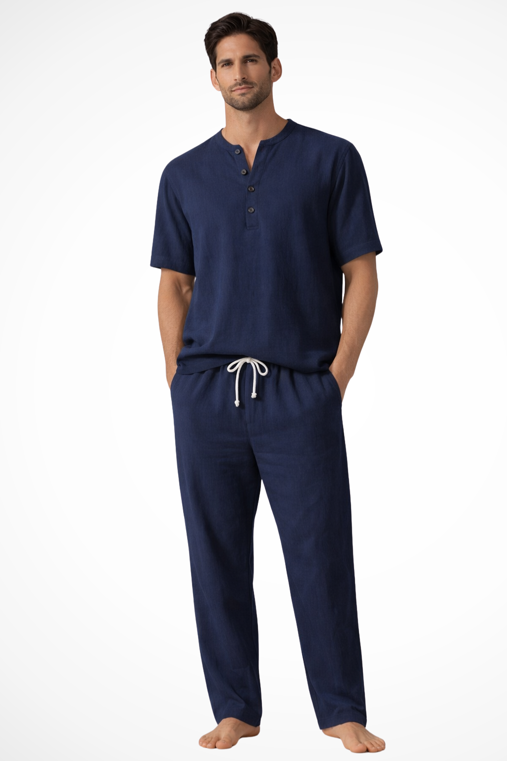 Men's Cotton Linen Summer Shirt and Trousers Set | Lightweight, Casual Two-Piece Outfit for Warm Weather