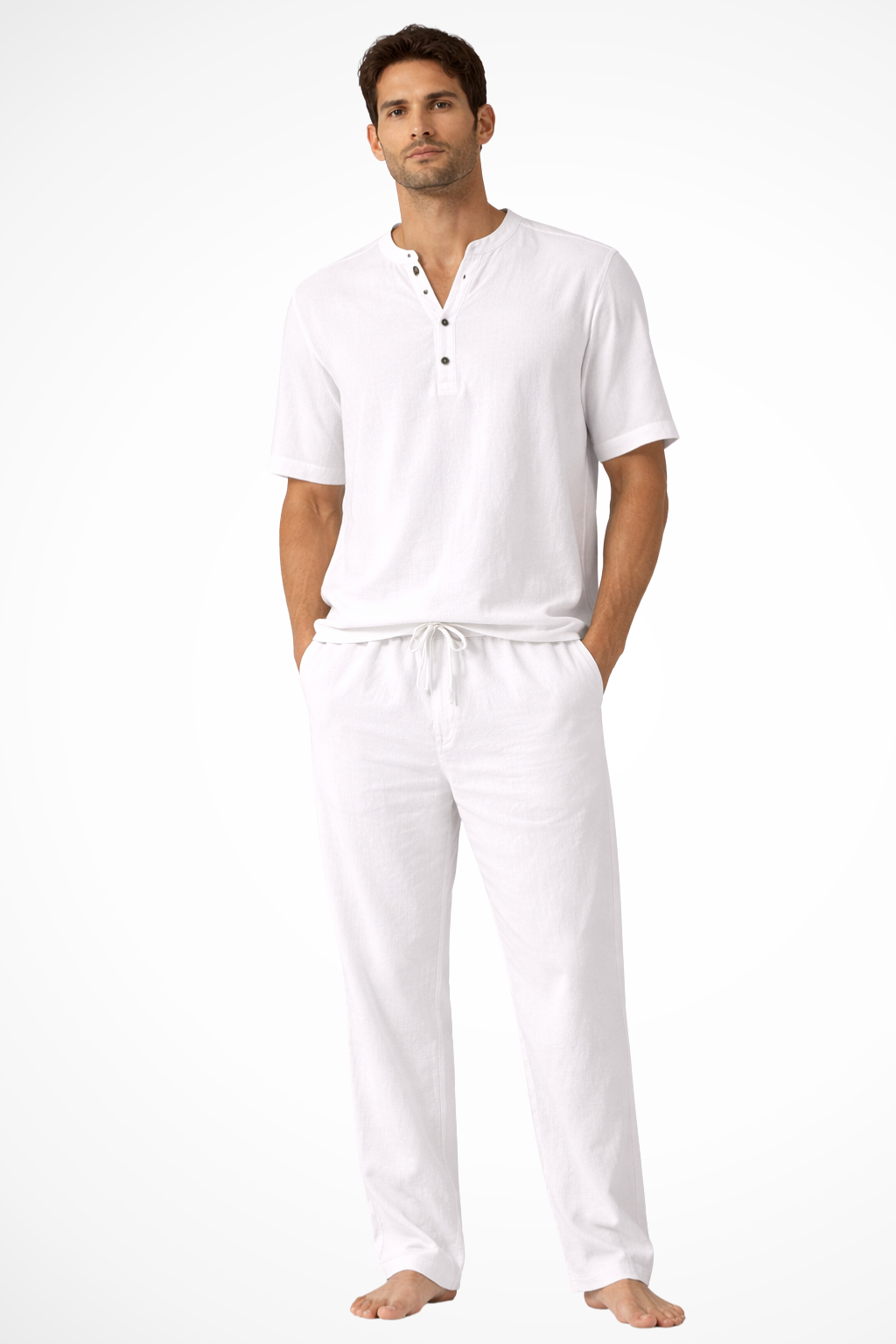 Men's Cotton Linen Summer Shirt and Trousers Set | Lightweight, Casual Two-Piece Outfit for Warm Weather
