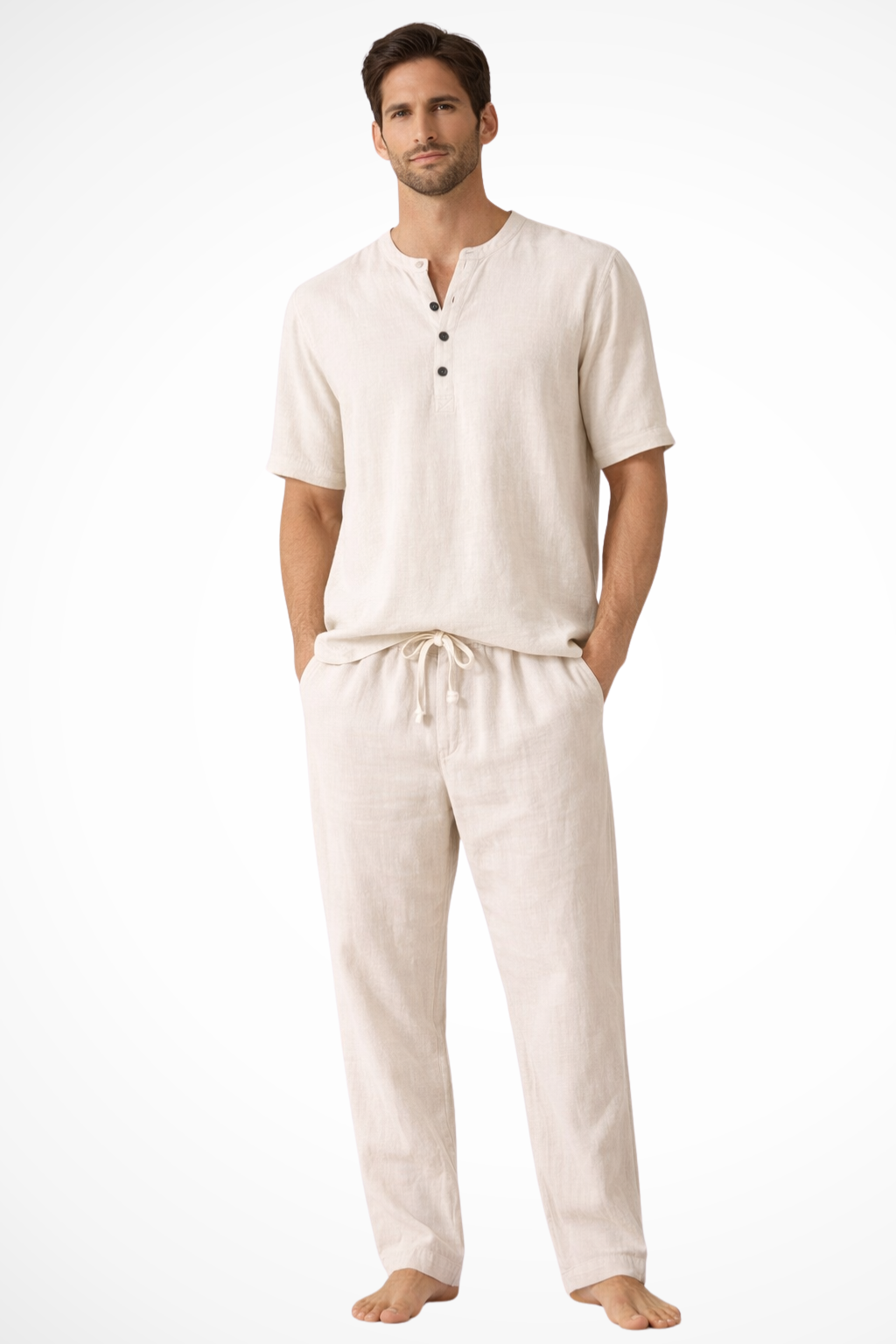 Men's Cotton Linen Summer Shirt and Trousers Set | Lightweight, Casual Two-Piece Outfit for Warm Weather