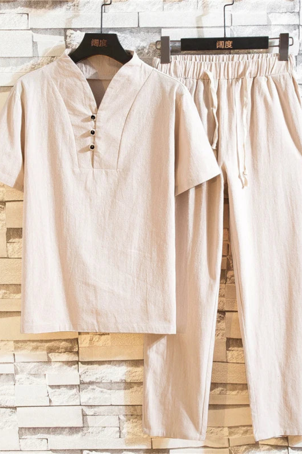 Men's Cotton Linen Summer Shirt and Trousers Set | Lightweight, Casual Two-Piece Outfit for Warm Weather