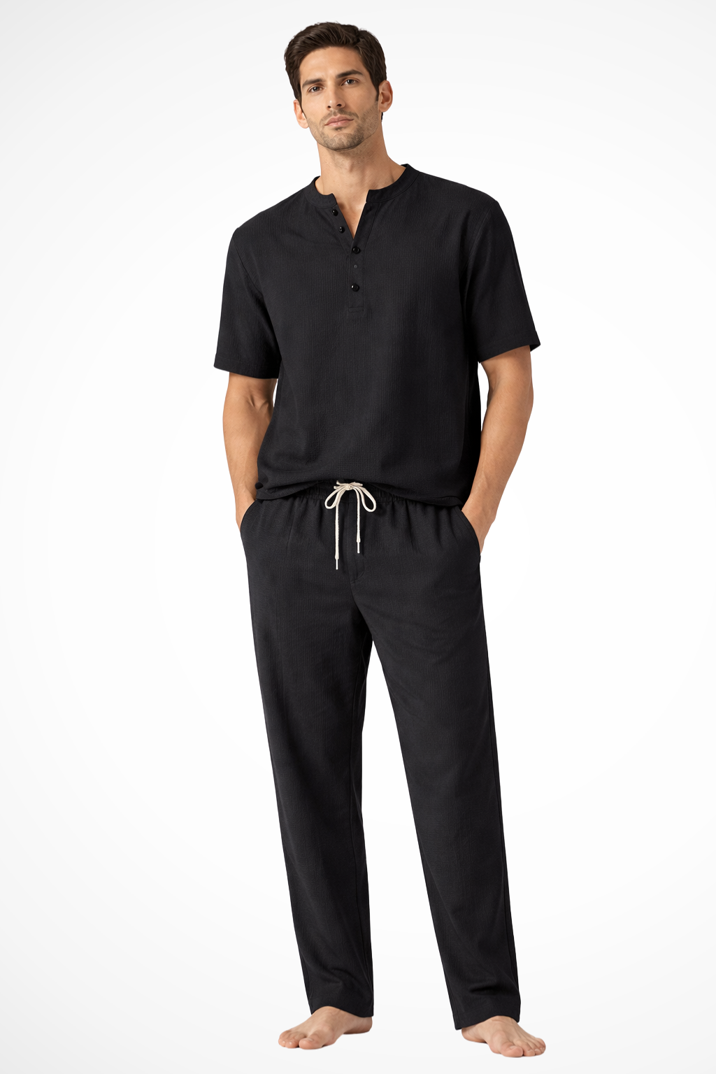 Men's Cotton Linen Summer Shirt and Trousers Set | Lightweight, Casual Two-Piece Outfit for Warm Weather