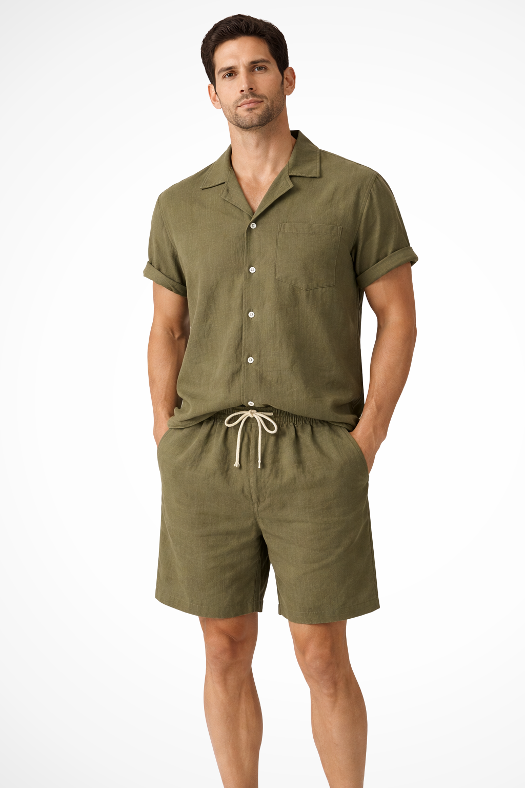 Men's Cotton Linen Summer Two-Piece Outfit Set | Casual Style for Warm Weather Wear