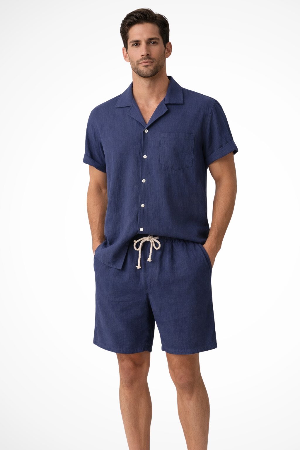 Men's Cotton Linen Summer Two-Piece Outfit Set | Casual Style for Warm Weather Wear
