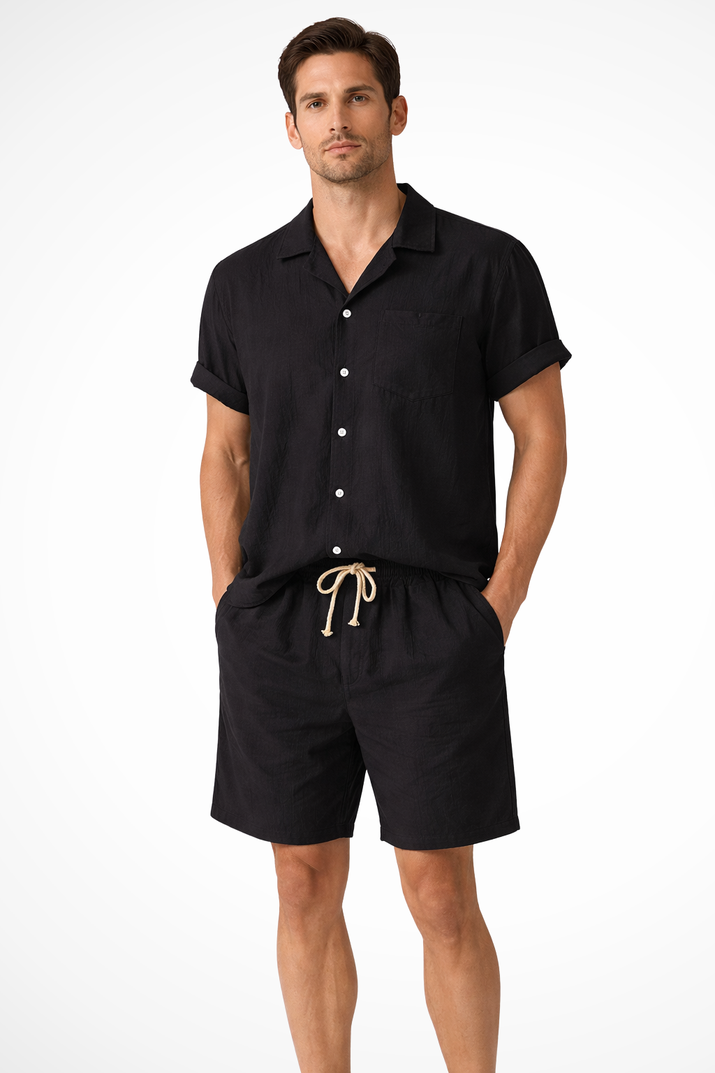 Men's Cotton Linen Summer Two-Piece Outfit Set | Casual Style for Warm Weather Wear