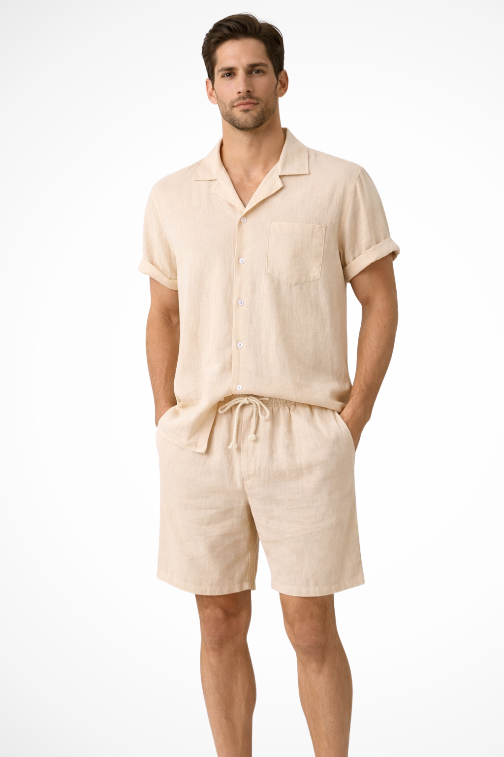 Men's Cotton Linen Summer Two-Piece Outfit Set | Casual Style for Warm Weather Wear