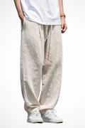 Men's Elasticated Waist Wide Leg Trousers with Front Pockets - Comfortable Casual Pants for Everyday Wear