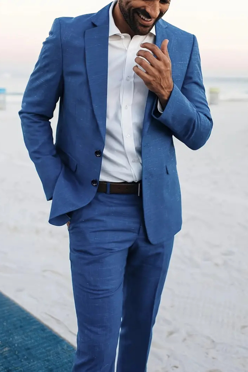 Men's Linen Blend Two-Piece Suit Set for Summer Weddings - Lightweight, Stylish Design for Wedding Guests