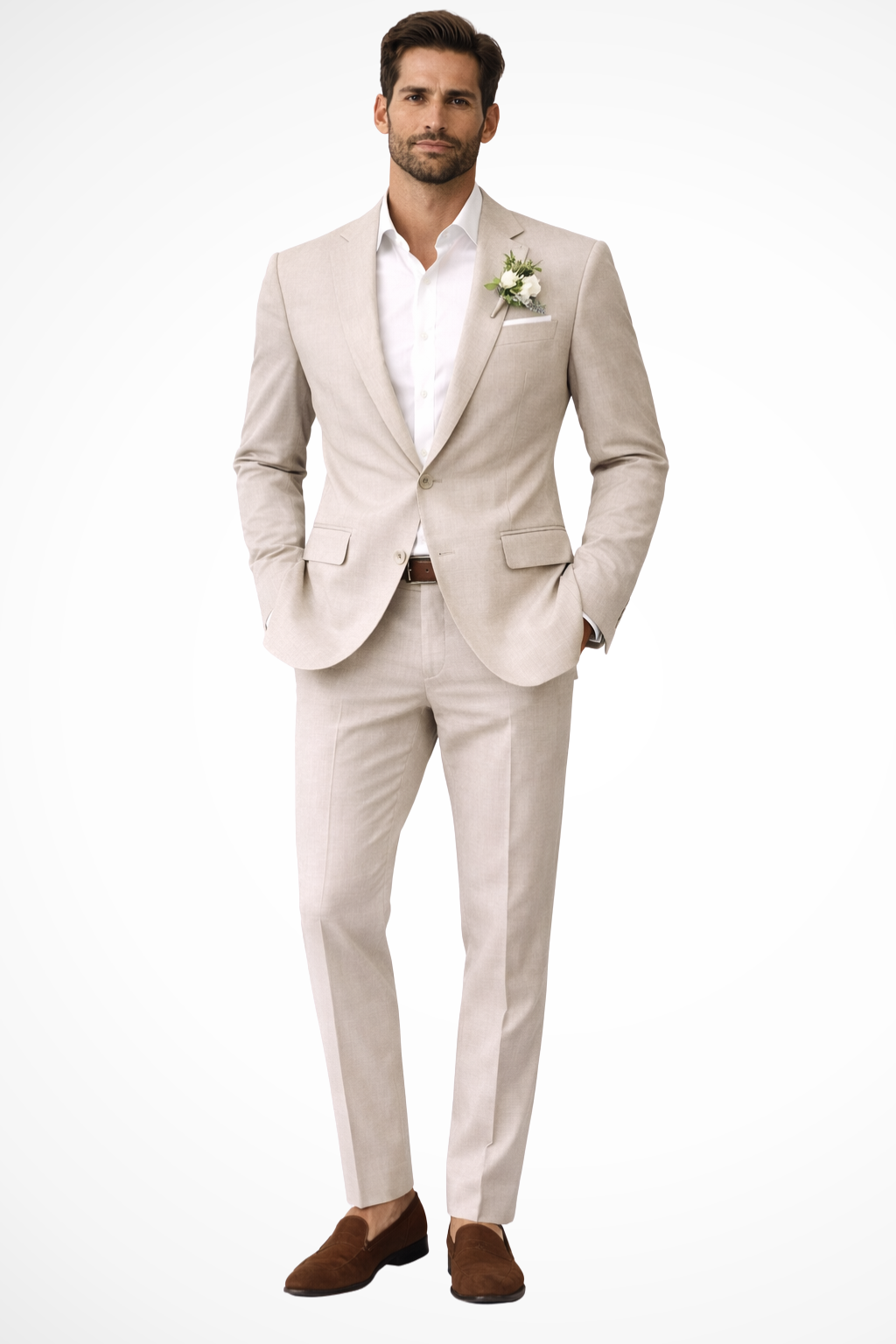 Men's Linen Blend Two-Piece Suit Set for Summer Weddings - Lightweight, Stylish Design for Wedding Guests