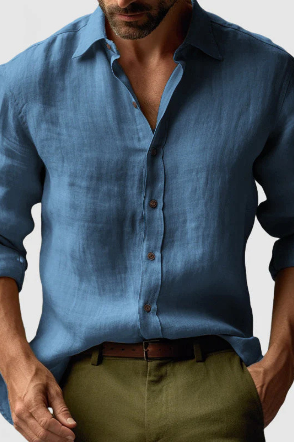 Men's Linen Button-Up Shirt | Smart Casual Style for Everyday Wear | Lightweight and Breathable Fabric