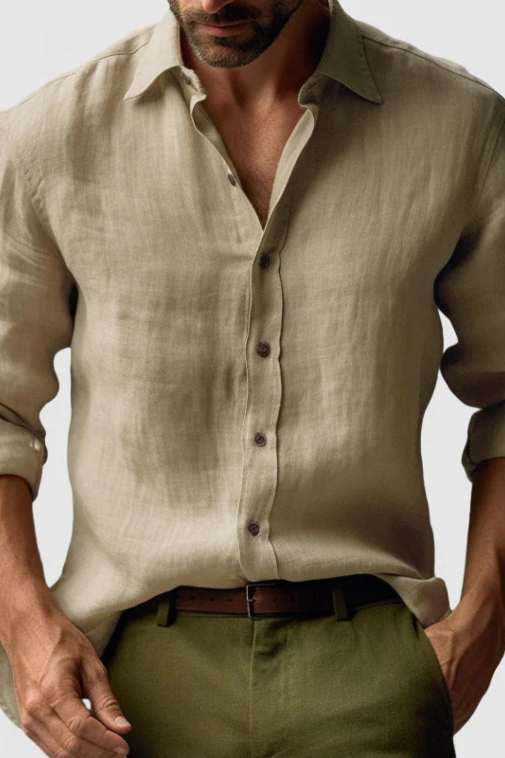 Men's Linen Button-Up Shirt | Smart Casual Style for Everyday Wear | Lightweight and Breathable Fabric