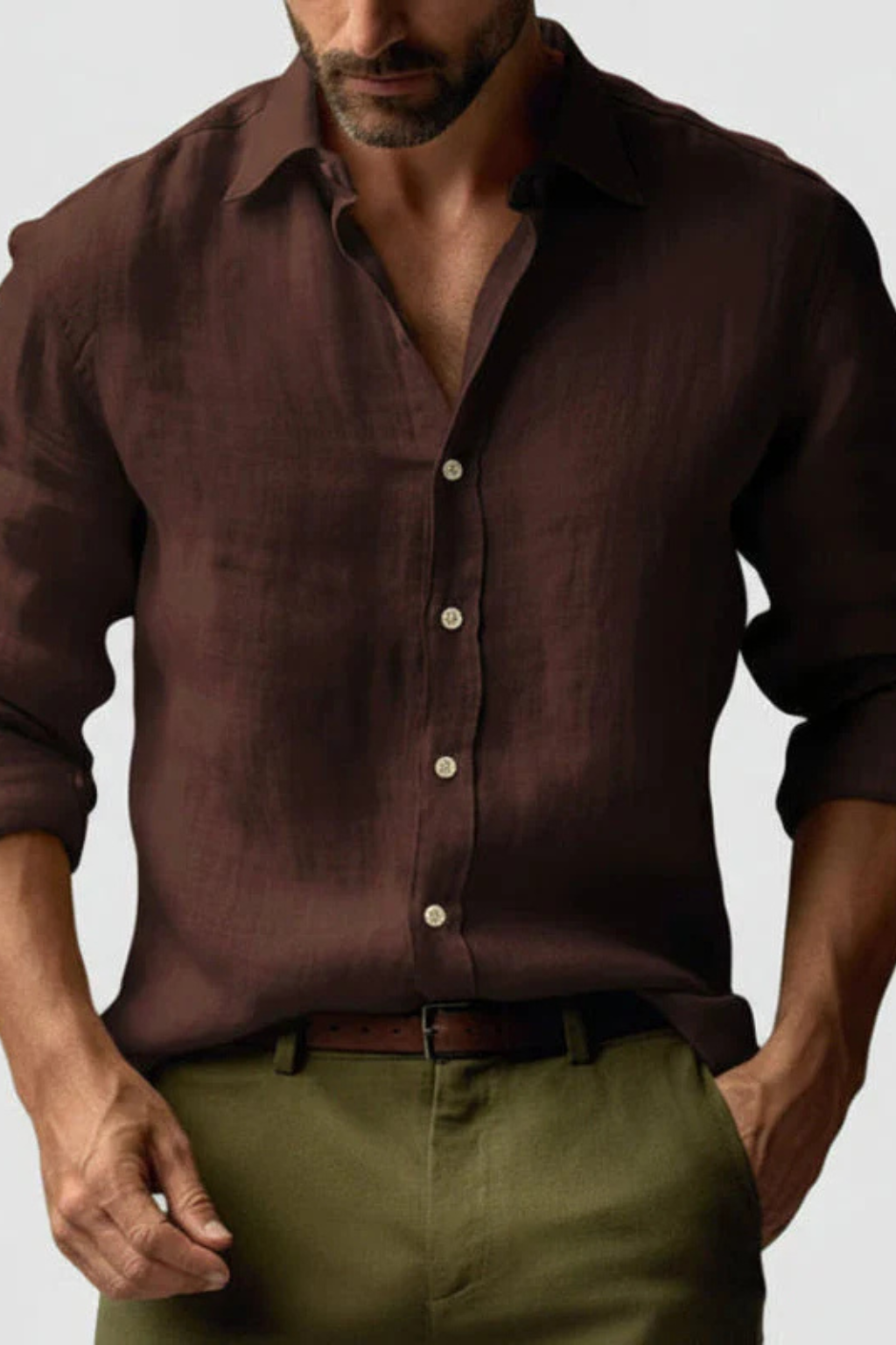 Men's Linen Button-Up Shirt | Smart Casual Style for Everyday Wear | Lightweight and Breathable Fabric