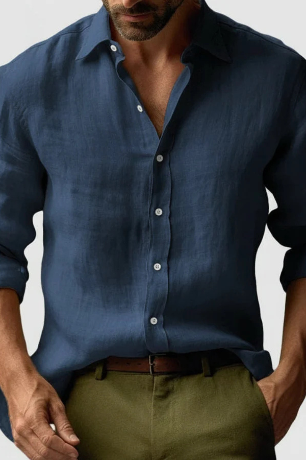 Men's Linen Button-Up Shirt | Smart Casual Style for Everyday Wear | Lightweight and Breathable Fabric