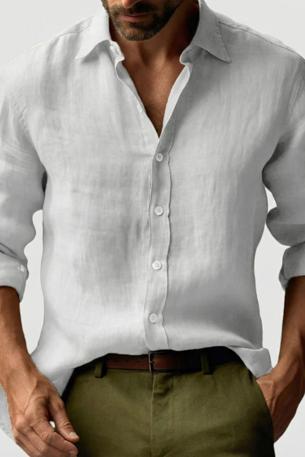 Men's Linen Button-Up Shirt | Smart Casual Style for Everyday Wear | Lightweight and Breathable Fabric