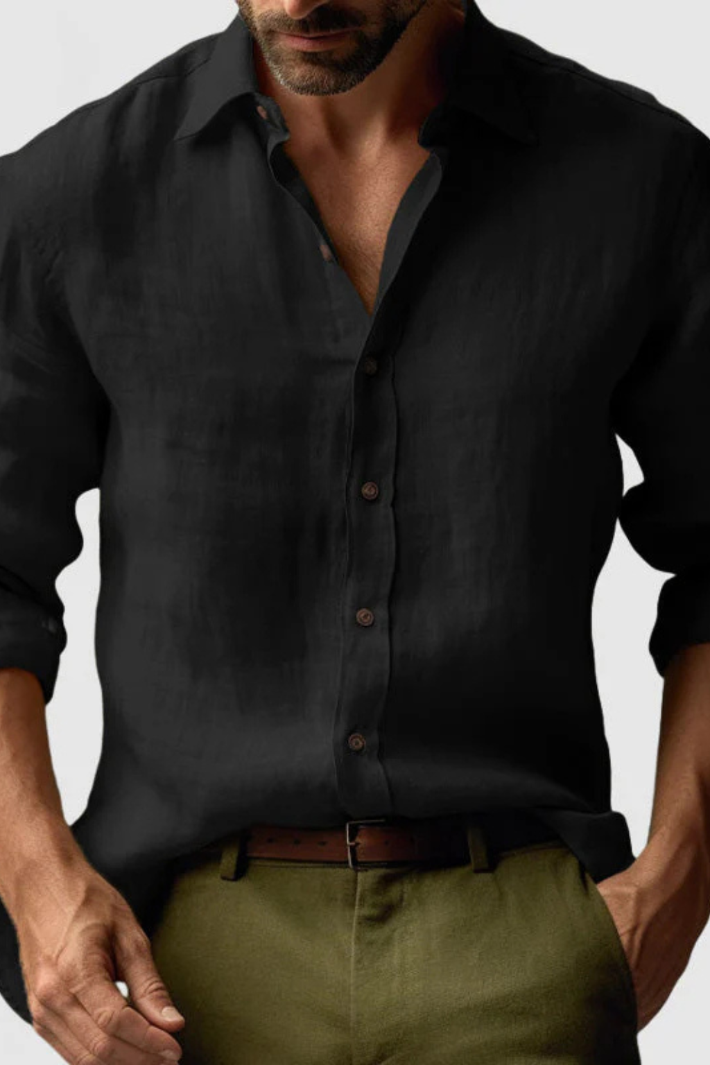 Men's Linen Button-Up Shirt | Smart Casual Style for Everyday Wear | Lightweight and Breathable Fabric